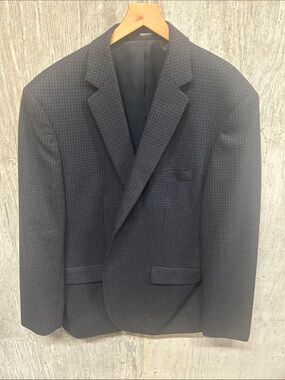 Pronto Uomo Navy Check Sport Coat 100% Wool 46R